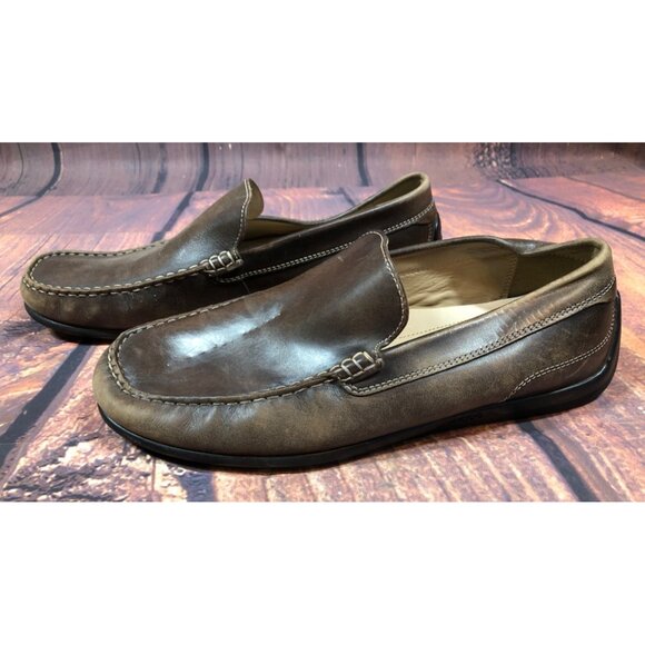 ECCO Brown Leather Slip On Casual Drive Mocs Shoes Mens 44 / 11 M (t8j) - Picture 1 of 10